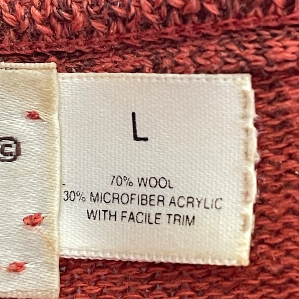 St Croix Quarter Zip Pullover Sweater Size L Wool Blend Orange Brown Elbow Patch